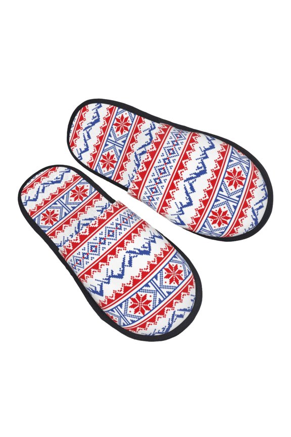 House Slippers for Women Men - red blue Snow Mountain Lightweight House Shoes Fuzzy Slippers, Soft Slip-On Cozy House Slippers for Woman Indoor Outdoor