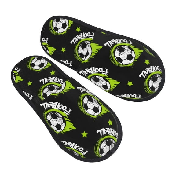 House Slippers for Women Men - soccer football ball cool black Lightweight House Shoes Fuzzy Slippers, Soft Slip-On Cozy House Slippers for Woman Indoor Outdoor