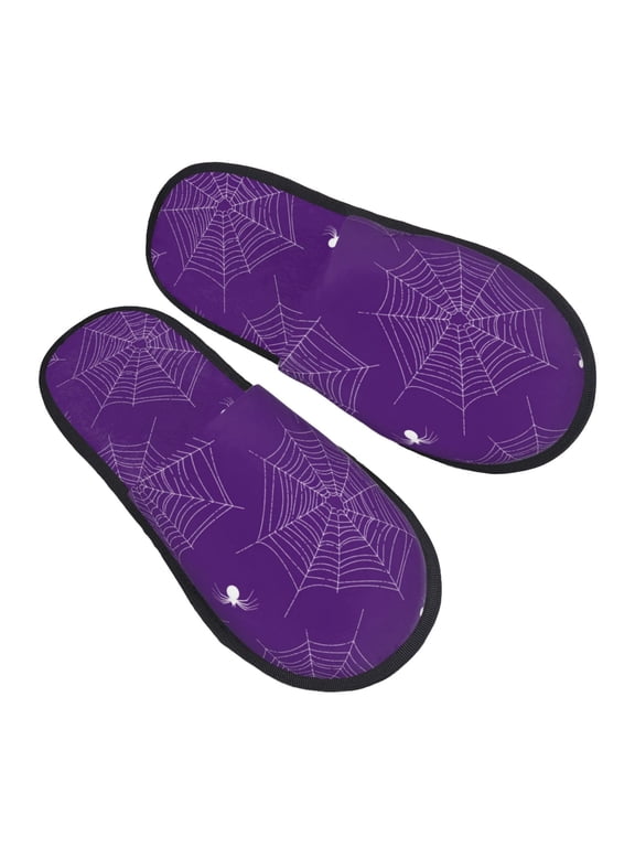 House Slippers for Women Men - spider web purple cool Lightweight House Shoes Fuzzy Slippers, Soft Slip-On Cozy House Slippers for Woman Indoor Outdoor