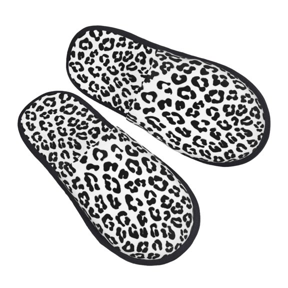 House Slippers for Women Men - white black Leopard fashion Lightweight House Shoes Fuzzy Slippers, Soft Slip-On Cozy House Slippers for Woman Indoor Outdoor