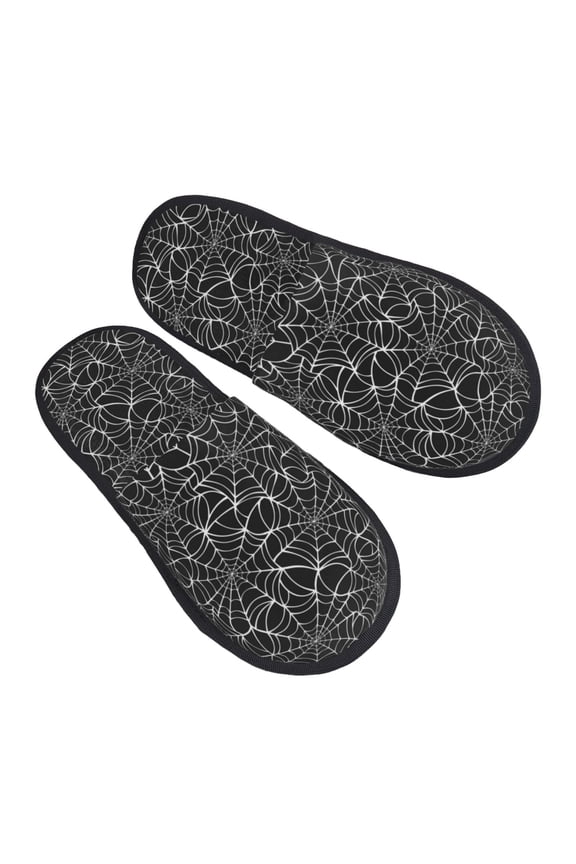 House Slippers for Women Men - white spider web cobweb black Lightweight House Shoes Fuzzy Slippers, Soft Slip-On Cozy House Slippers for Woman Indoor Outdoor