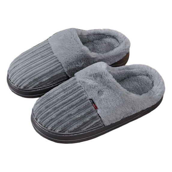 House Slippers for Men Thick Sole Warm Winter Slip On House Shoes Non Slip Comfortable Casual Indoor Outdoor Solid Color Mens Slipper Size 46