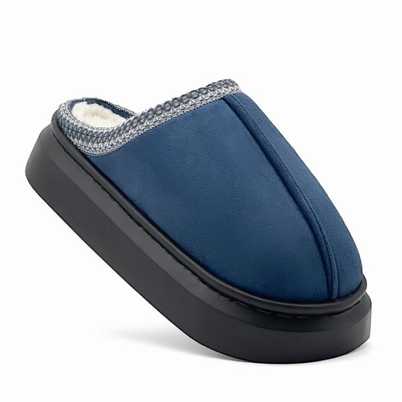 House Slippers for Woman Men, Womens slippers Platform EVA sole Warm Fuzzy Suede Short Ankle Boots Memory Foam shoes for Women Anti-Slip Home