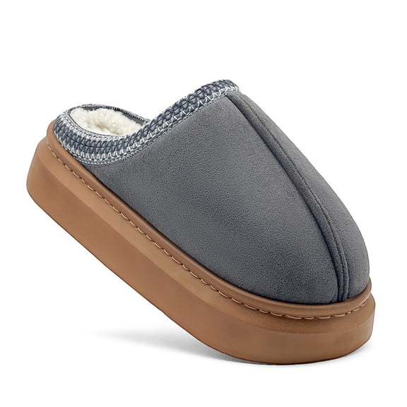 House Slippers for Woman Men, Womens slippers Platform EVA sole Warm Fuzzy Suede Short Ankle Boots Memory Foam shoes for Women Anti-Slip Home