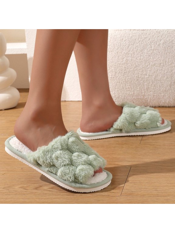 House Slippers for Women, Bubble Plush Platform Slippers, Soft Warm Fuzzy Non Slip Indoor Outdoor Slide Shoes