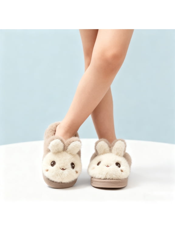 House Slippers for Women, Cute Bunny Closed Back Fuzzy Slippers, Warm Memory Foam Thick Sole Non Slip Indoor Bootie Slippers