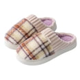 thumbnail image 1 of House Slippers for Women Indoor And Outdoor Plaid Shoes Fuzzy Memory Foam Slip On Thick Soft Sole Winter Slippers, 1 of 3