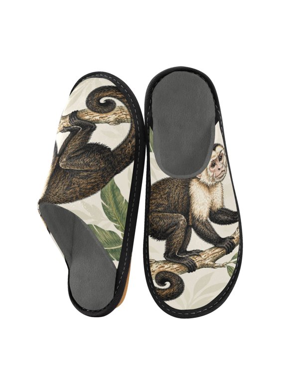 House Slippers for Women Memory Foam Mens Slippers Pantuflas with For Indoor Outdoor, Jungle Monkey Printed