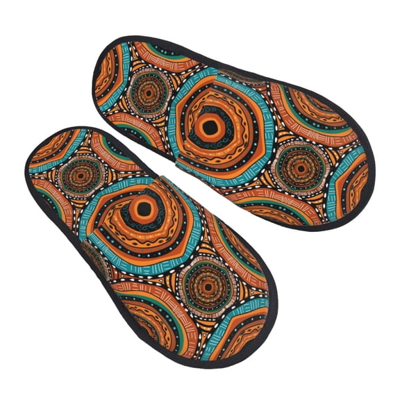 House Slippers for Women Men - African Tribal Style Lightweight House Shoes Fuzzy Slippers, Soft Slip-On Cozy House Slippers for Woman Indoor Outdoor