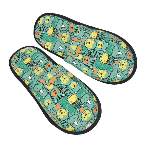 House Slippers for Women Men - Animals with Leaf Lightweight House Shoes Fuzzy Slippers, Soft Slip-On Cozy House Slippers for Woman Indoor Outdoor
