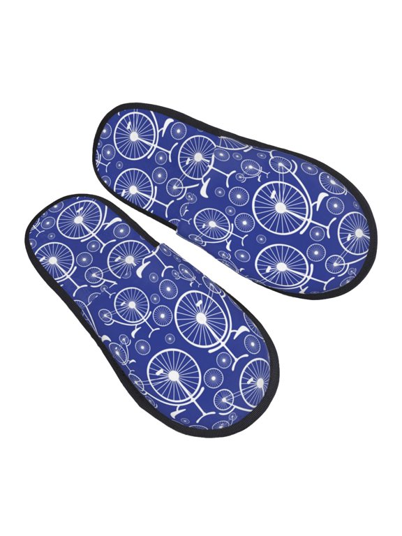House Slippers for Women Men - Bikes Pattern blue Lightweight House Shoes Fuzzy Slippers, Soft Slip-On Cozy House Slippers for Woman Indoor Outdoor