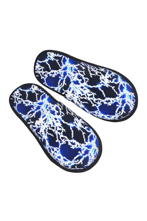House Slippers for Women Men - Blue Lightning2 Lightweight House Shoes Fuzzy Slippers, Soft Slip-On Cozy House Slippers for Woman Indoor Outdoor