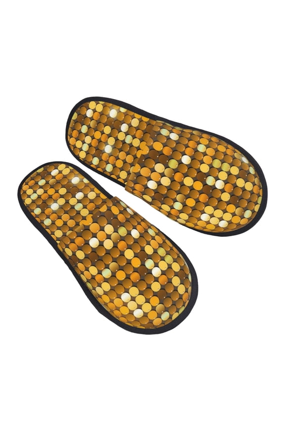 House Slippers for Women Men - Bright Shiny Golden Lightweight House Shoes Fuzzy Slippers, Soft Slip-On Cozy House Slippers for Woman Indoor Outdoor