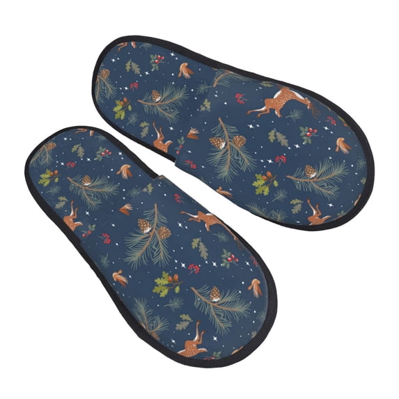 House Slippers for Women Men - Cartoon Deers Lightweight House Shoes Fuzzy Slippers, Soft Slip-On Cozy House Slippers for Woman Indoor Outdoor
