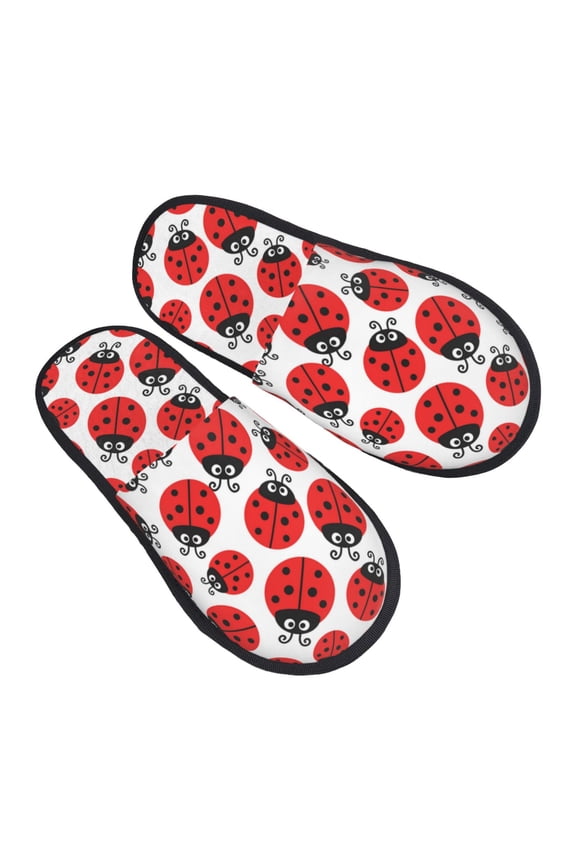 House Slippers for Women Men - Cartoon Ladybug Lightweight House Shoes Fuzzy Slippers, Soft Slip-On Cozy House Slippers for Woman Indoor Outdoor