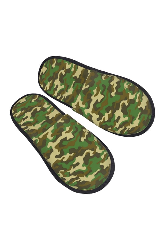 House Slippers for Women Men - Classic Green Camo Lightweight House Shoes Fuzzy Slippers, Soft Slip-On Cozy House Slippers for Woman Indoor Outdoor