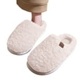 thumbnail image 1 of House Slippers for Women Men Comfy Memory Foam Casual Solid Color Fuzzy Winter Slip on Indoor Home Shoes White Size 7, 1 of 4