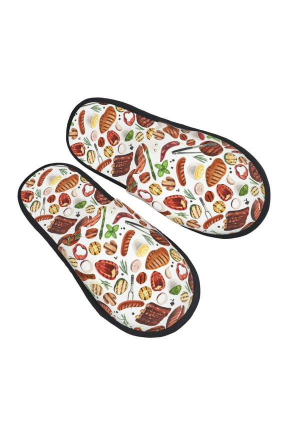 House Slippers for Women Men - Cooking Bbq Lightweight House Shoes Fuzzy Slippers, Soft Slip-On Cozy House Slippers for Woman Indoor Outdoor