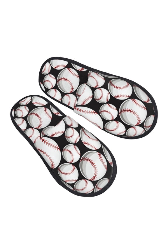 House Slippers for Women Men - Cute Baseball E Lightweight House Shoes Fuzzy Slippers, Soft Slip-On Cozy House Slippers for Woman Indoor Outdoor