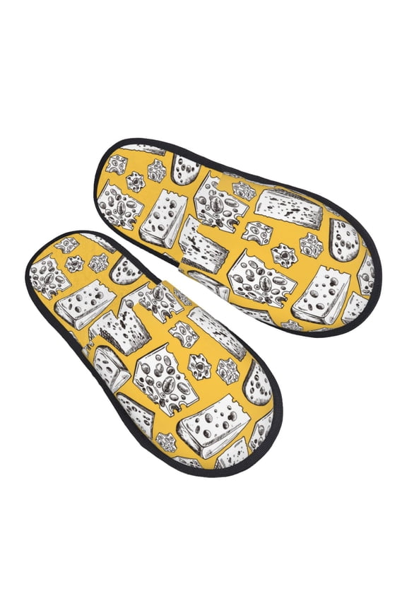 House Slippers for Women Men - Cute Cheese Bread Lightweight House Shoes Fuzzy Slippers, Soft Slip-On Cozy House Slippers for Woman Indoor Outdoor