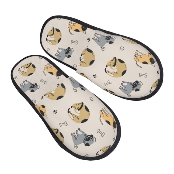 House Slippers for Women Men - Cute Dog Bone Puppy Lightweight House Shoes Fuzzy Slippers, Soft Slip-On Cozy House Slippers for Woman Indoor Outdoor