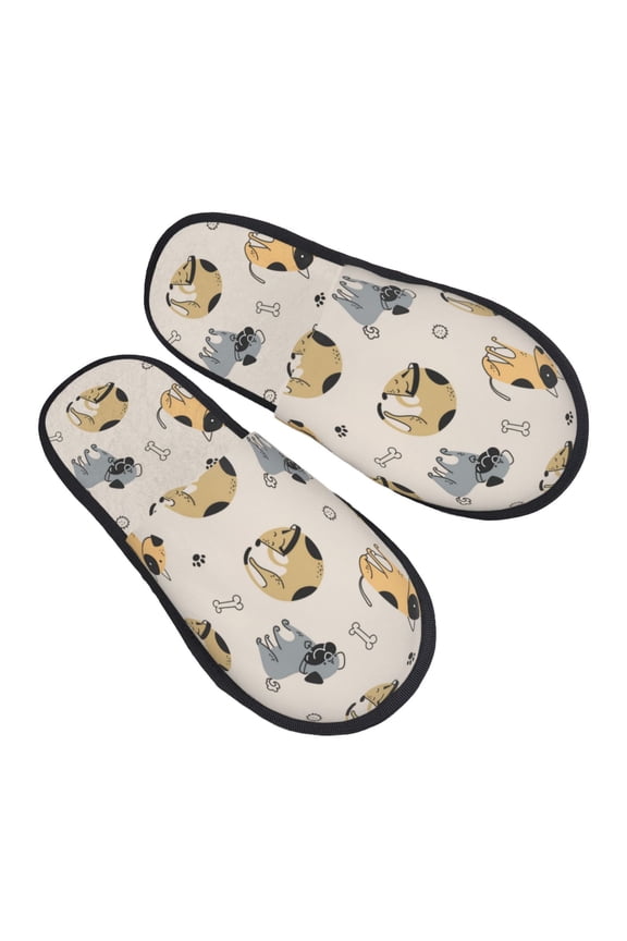 House Slippers for Women Men - Cute Dog Bone Puppy Lightweight House Shoes Fuzzy Slippers, Soft Slip-On Cozy House Slippers for Woman Indoor Outdoor
