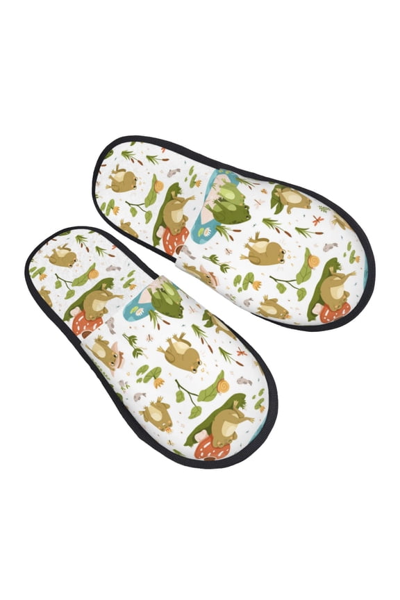 House Slippers for Women Men - Cute Frog Lightweight House Shoes Fuzzy Slippers, Soft Slip-On Cozy House Slippers for Woman Indoor Outdoor