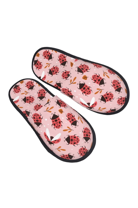 House Slippers for Women Men - Cute Ladybugs 1 Lightweight House Shoes Fuzzy Slippers, Soft Slip-On Cozy House Slippers for Woman Indoor Outdoor