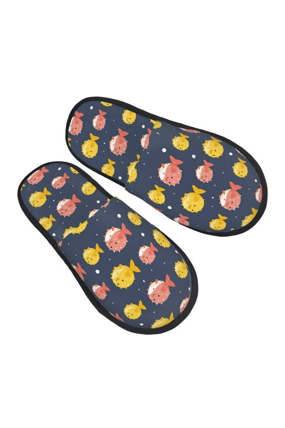 House Slippers for Women Men - Cute Puffer Fish Lightweight House Shoes Fuzzy Slippers, Soft Slip-On Cozy House Slippers for Woman Indoor Outdoor