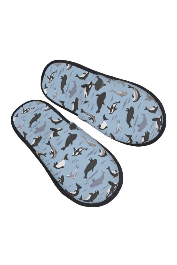 House Slippers for Women Men - Dolphins Lightweight House Shoes Fuzzy Slippers, Soft Slip-On Cozy House Slippers for Woman Indoor Outdoor