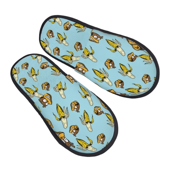 House Slippers for Women Men - Funny Banana Monkey Lightweight House Shoes Fuzzy Slippers, Soft Slip-On Cozy House Slippers for Woman Indoor Outdoor