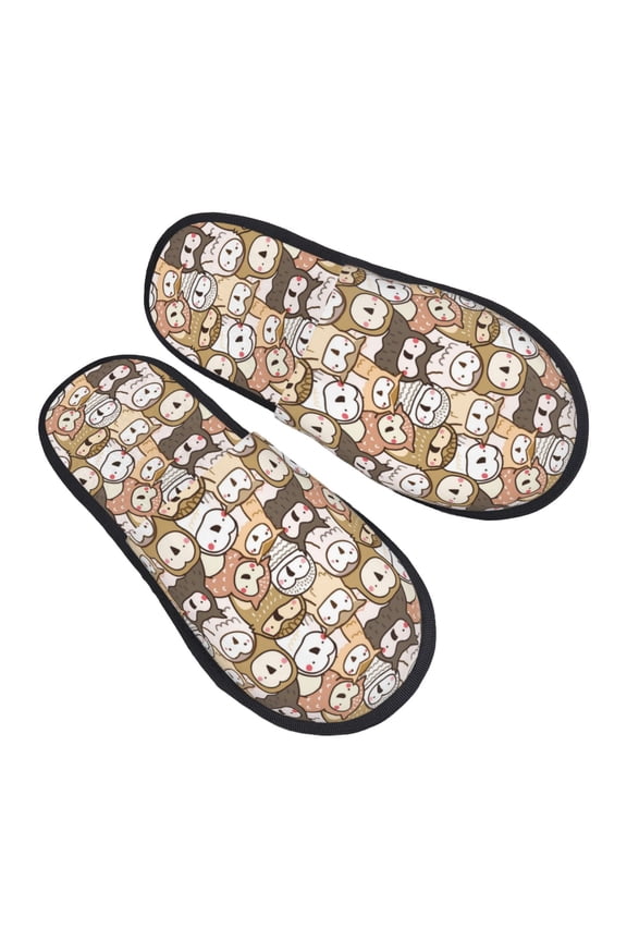 House Slippers for Women Men - Funny Cartoon Owl Lightweight House Shoes Fuzzy Slippers, Soft Slip-On Cozy House Slippers for Woman Indoor Outdoor