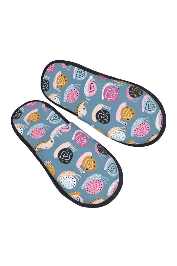 House Slippers for Women Men - Funny Doodle Snails Lightweight House Shoes Fuzzy Slippers, Soft Slip-On Cozy House Slippers for Woman Indoor Outdoor