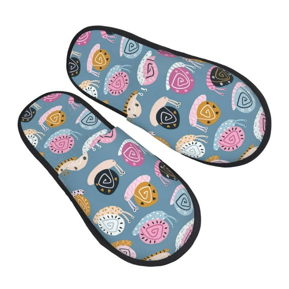 House Slippers for Women Men - Funny Doodle Snails Lightweight House Shoes Fuzzy Slippers, Soft Slip-On Cozy House Slippers for Woman Indoor Outdoor
