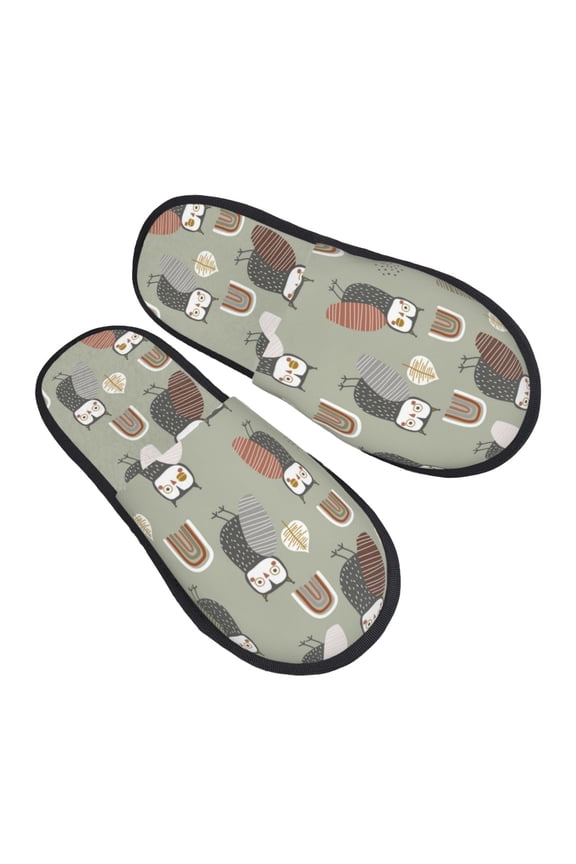 House Slippers for Women Men - Funny Owl Doodles Lightweight House Shoes Fuzzy Slippers, Soft Slip-On Cozy House Slippers for Woman Indoor Outdoor