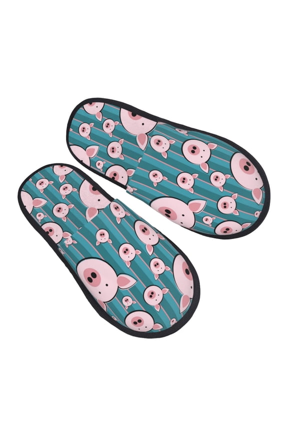 House Slippers for Women Men - Funny Pig Faces Lightweight House Shoes Fuzzy Slippers, Soft Slip-On Cozy House Slippers for Woman Indoor Outdoor