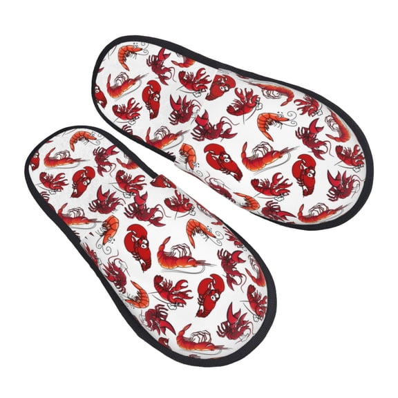 House Slippers for Women Men - Funny Shrimp Lightweight House Shoes Fuzzy Slippers, Soft Slip-On Cozy House Slippers for Woman Indoor Outdoor