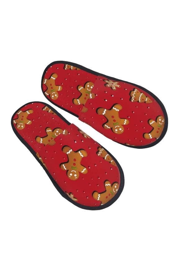 House Slippers for Women Men - Gingerbread Man Lightweight House Shoes Fuzzy Slippers, Soft Slip-On Cozy House Slippers for Woman Indoor Outdoor