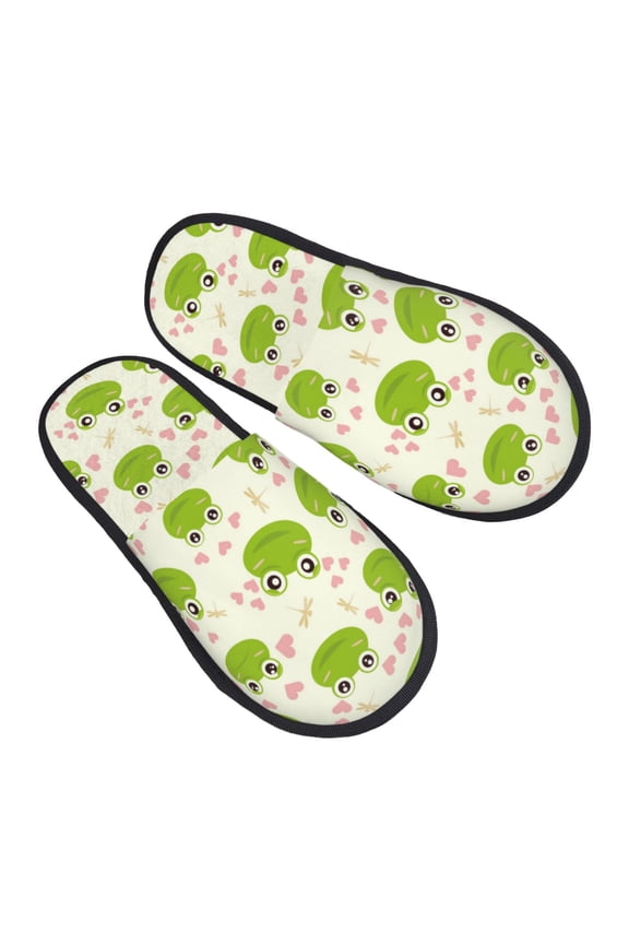 House Slippers for Women Men - Green Frog Lightweight House Shoes Fuzzy Slippers, Soft Slip-On Cozy House Slippers for Woman Indoor Outdoor