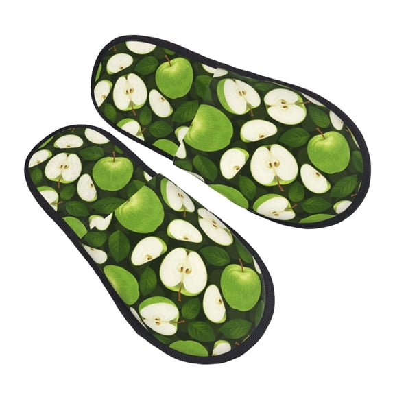 House Slippers for Women Men - Green Fruit Lightweight House Shoes Fuzzy Slippers, Soft Slip-On Cozy House Slippers for Woman Indoor Outdoor