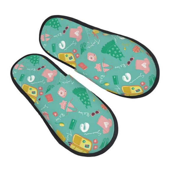 House Slippers for Women Men - Happy summer Lightweight House Shoes Fuzzy Slippers, Soft Slip-On Cozy House Slippers for Woman Indoor Outdoor