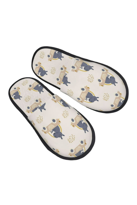 House Slippers for Women Men - Hippos Driving A Car Lightweight House Shoes Fuzzy Slippers, Soft Slip-On Cozy House Slippers for Woman Indoor Outdoor