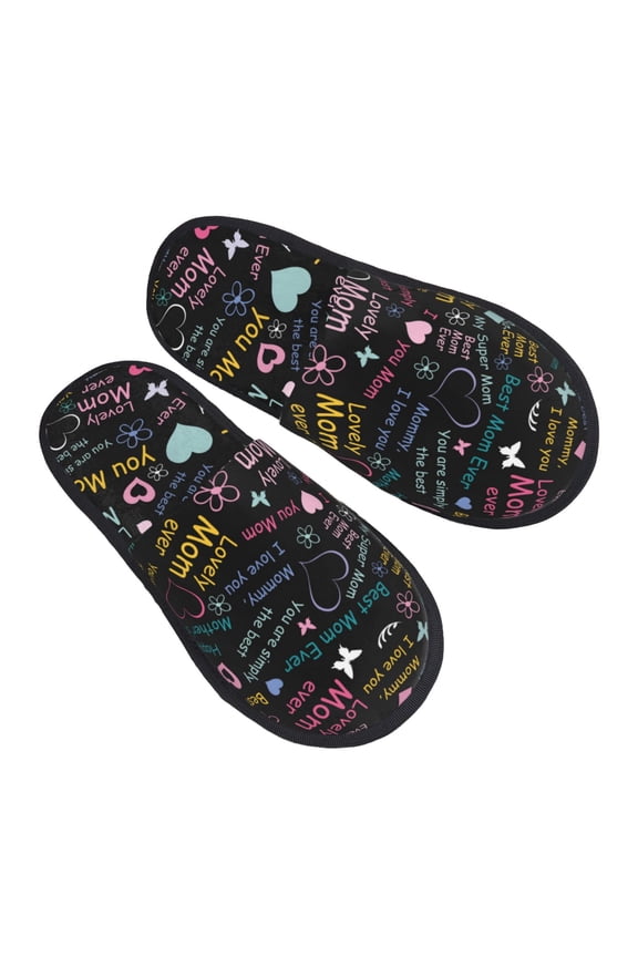 House Slippers for Women Men - I love you Mom Lightweight House Shoes Fuzzy Slippers, Soft Slip-On Cozy House Slippers for Woman Indoor Outdoor
