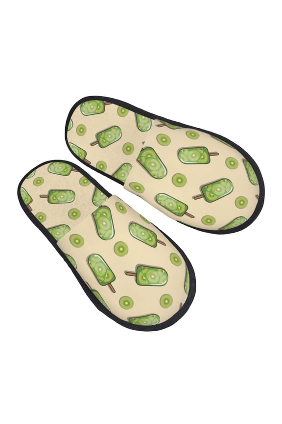 House Slippers for Women Men - Kiwi ice cream Lightweight House Shoes Fuzzy Slippers, Soft Slip-On Cozy House Slippers for Woman Indoor Outdoor