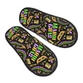thumbnail image 1 of House Slippers for Women Men - Mardi Gras3 Lightweight House Shoes Fuzzy Slippers, Soft Slip-On Cozy House Slippers for Woman Indoor Outdoor, 1 of 7