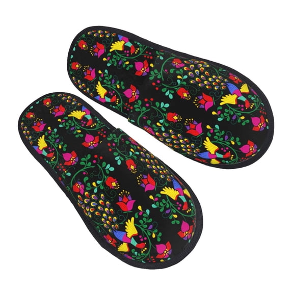 House Slippers for Women Men - Mexican Flower K Lightweight House Shoes Fuzzy Slippers, Soft Slip-On Cozy House Slippers for Woman Indoor Outdoor
