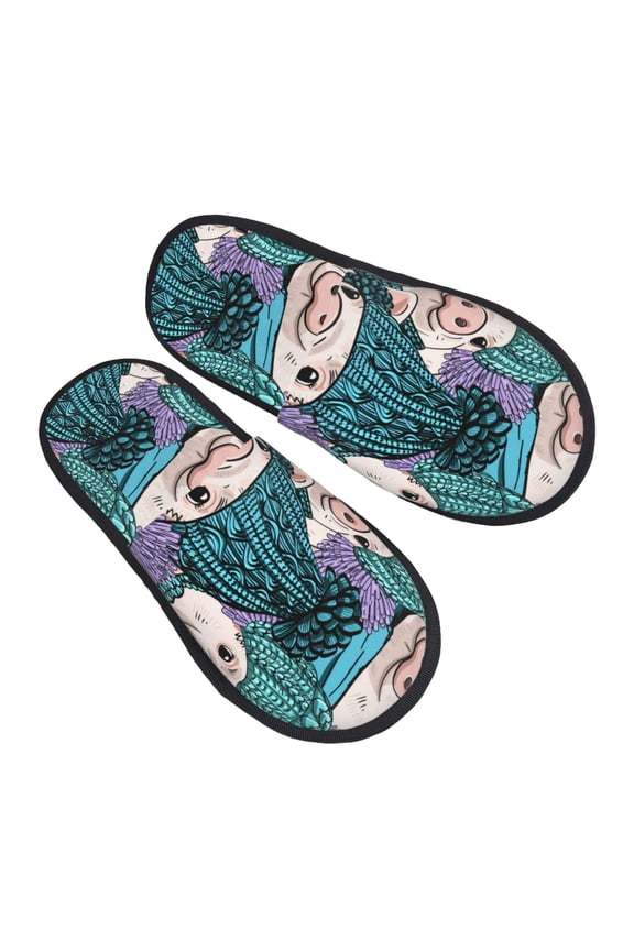 House Slippers for Women Men - Modern Cute Hat Pig Lightweight House Shoes Fuzzy Slippers, Soft Slip-On Cozy House Slippers for Woman Indoor Outdoor
