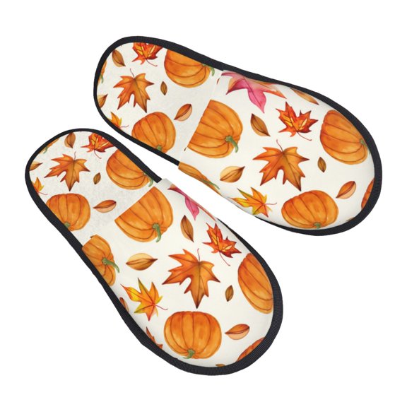 House Slippers for Women Men - Orange Autumn Leaves Lightweight House Shoes Fuzzy Slippers, Soft Slip-On Cozy House Slippers for Woman Indoor Outdoor
