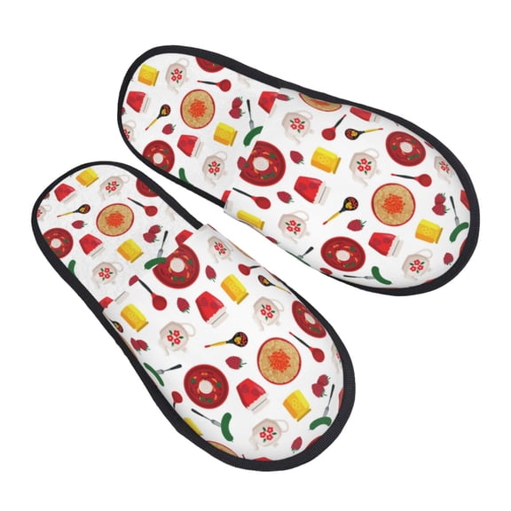House Slippers for Women Men - Oriental cuisine Lightweight House Shoes Fuzzy Slippers, Soft Slip-On Cozy House Slippers for Woman Indoor Outdoor