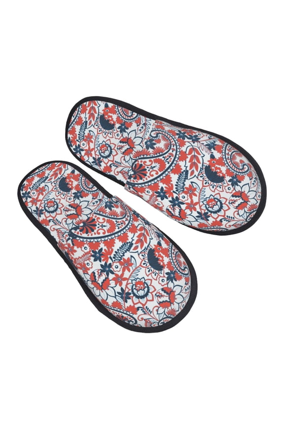 House Slippers for Women Men - Paisley Print No.J95 Lightweight House Shoes Fuzzy Slippers, Soft Slip-On Cozy House Slippers for Woman Indoor Outdoor